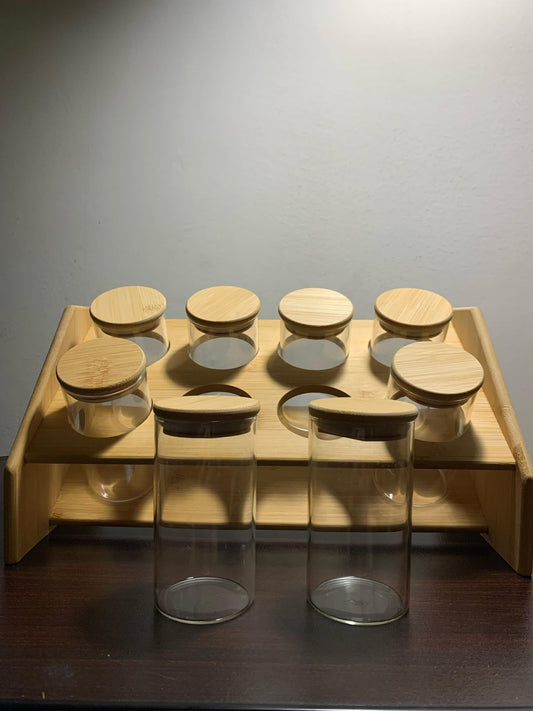 Glass Jar Spice Box Round - 8 containers