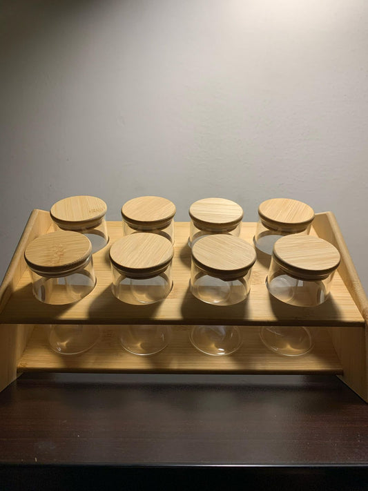 Glass Jar Spice Box Round - 8 containers