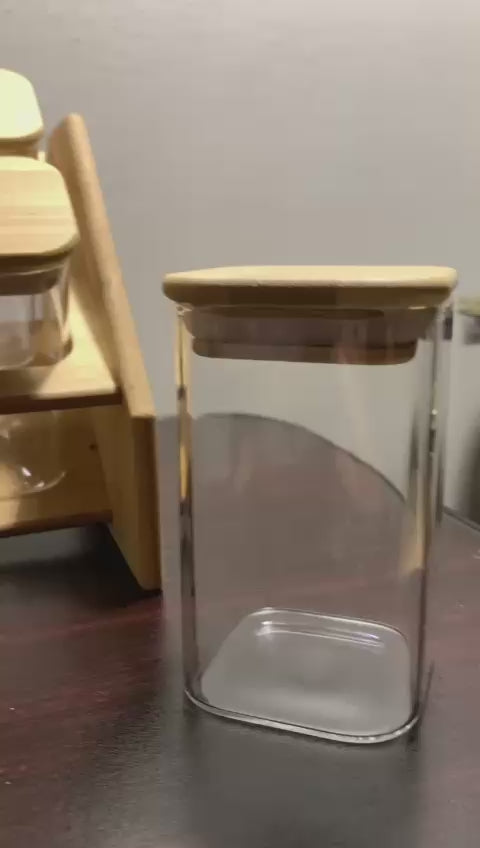Glass Jars Spice Box Square - 8 containers