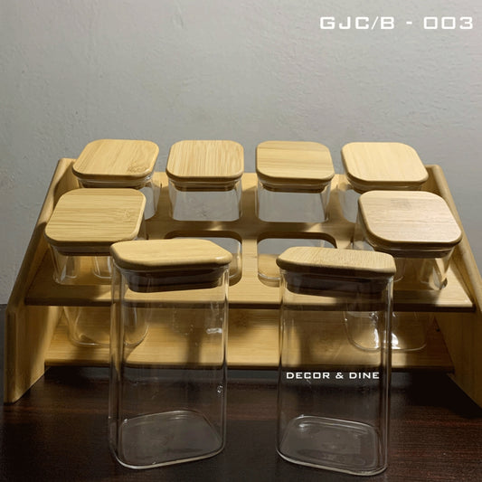 Glass Jars Spice Box Square - 8 containers